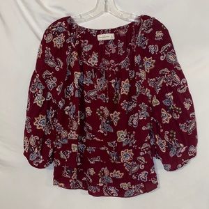 Abercrombie & Fitch Red Pattern Flowly Blouse